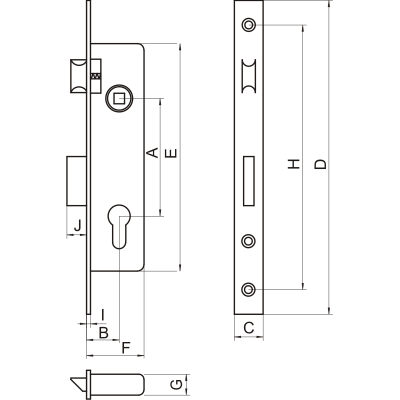 Узкопрофильные замки LOB Z925/30/35B